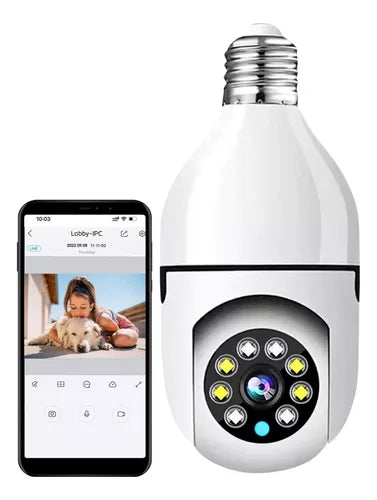 Câmera de segurança doméstica sem fio, rastreamento automático, áudio bidirecional, visão noturna colorida, Wi-Fi, IP PTZ, lâmpada E27, 3MP, 2K